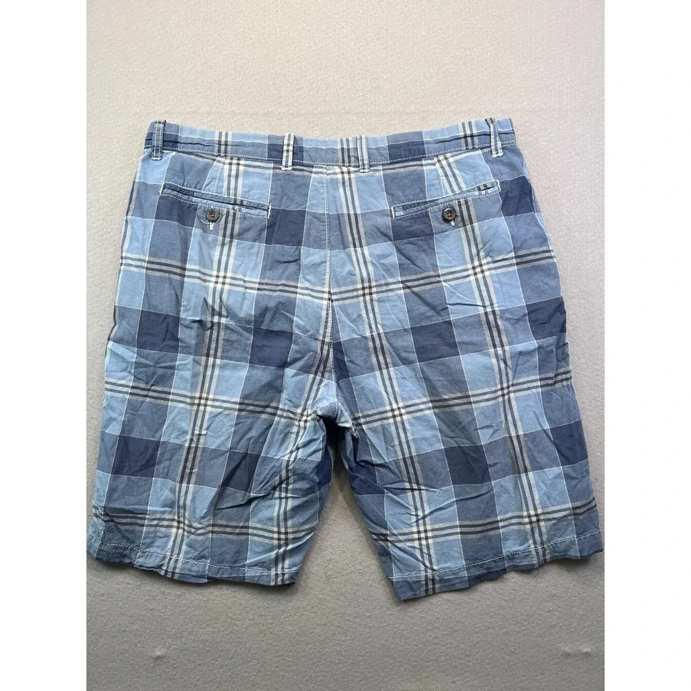 Gap Shorts Plaid Flat Front Cotton Bermuda 10" Long Chino Mens 38 Mixed Blue - Picture 8 of 8